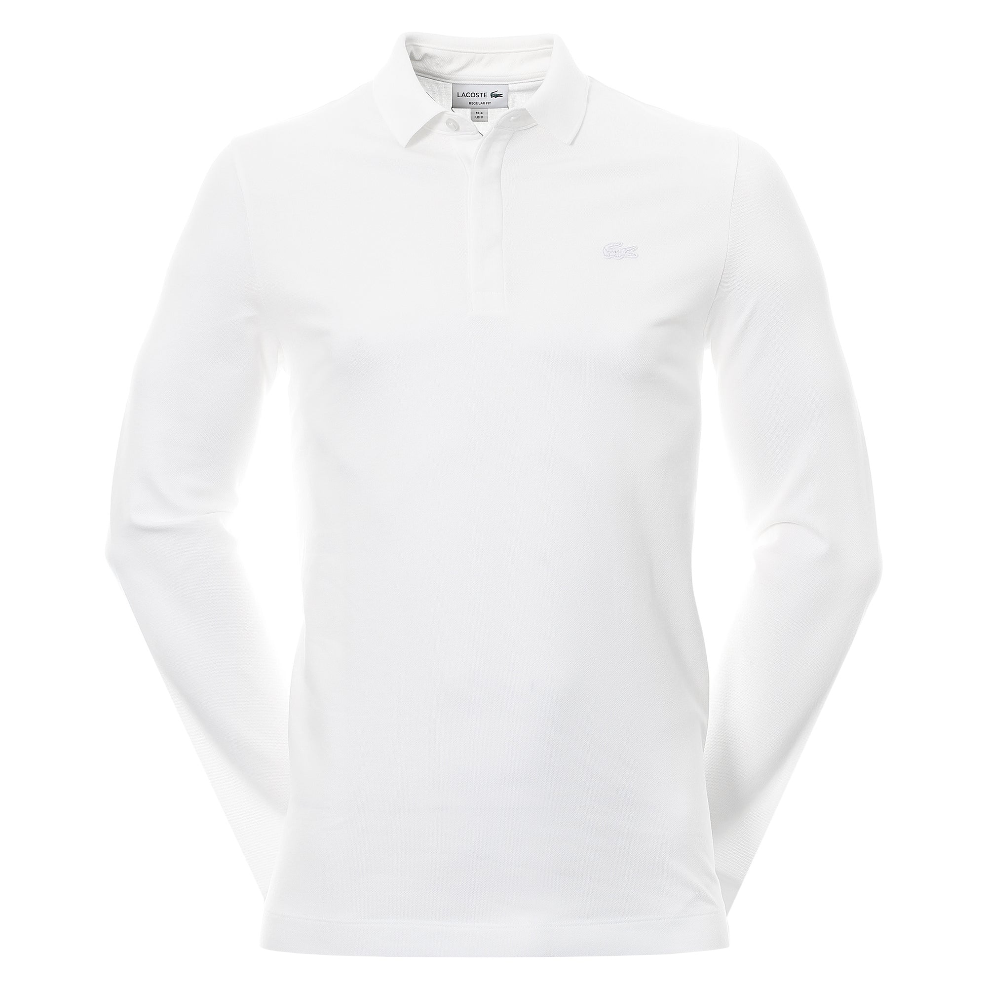 white lacoste long sleeve polo