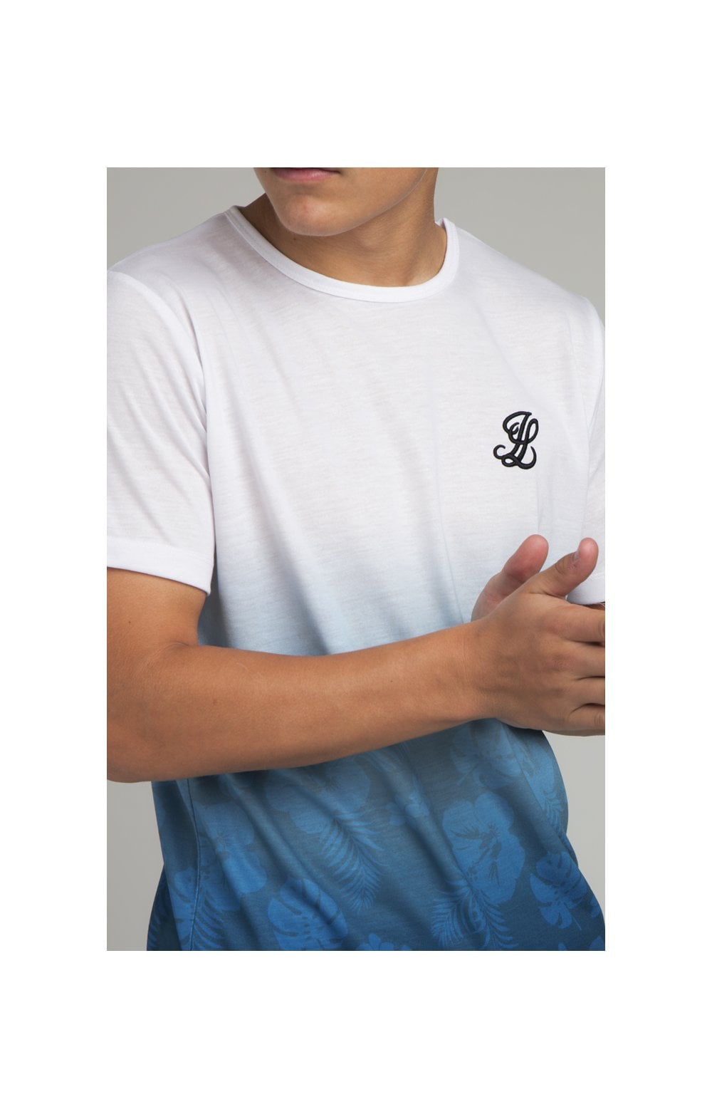 Illusive London Floral Tone Tech Tee - White & Teal (1)