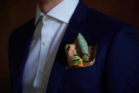 Green Silk Pocket Square With Tuxedo Made in Québec | Nathon Kong