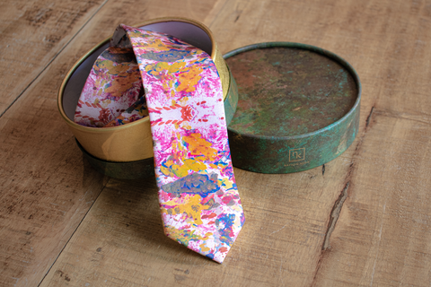 White and Pink Silk Necktie for Men Made in Canada | Nathon Kong