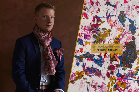 Designer Silk Scarf with Abstract Art Made in Montreal | Nathon Kong