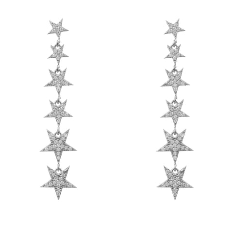 Latelita Graduated Star Drop Earrings Silver