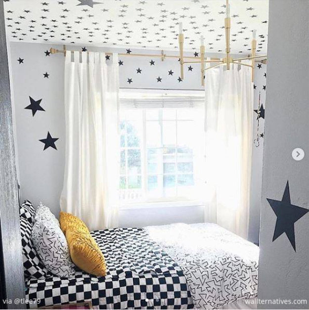 The Easiest Teen Bedroom Makeover - Affordable DIY Decor - Headboard Decals, Star Decals, Removable Decals from wallternatives.com