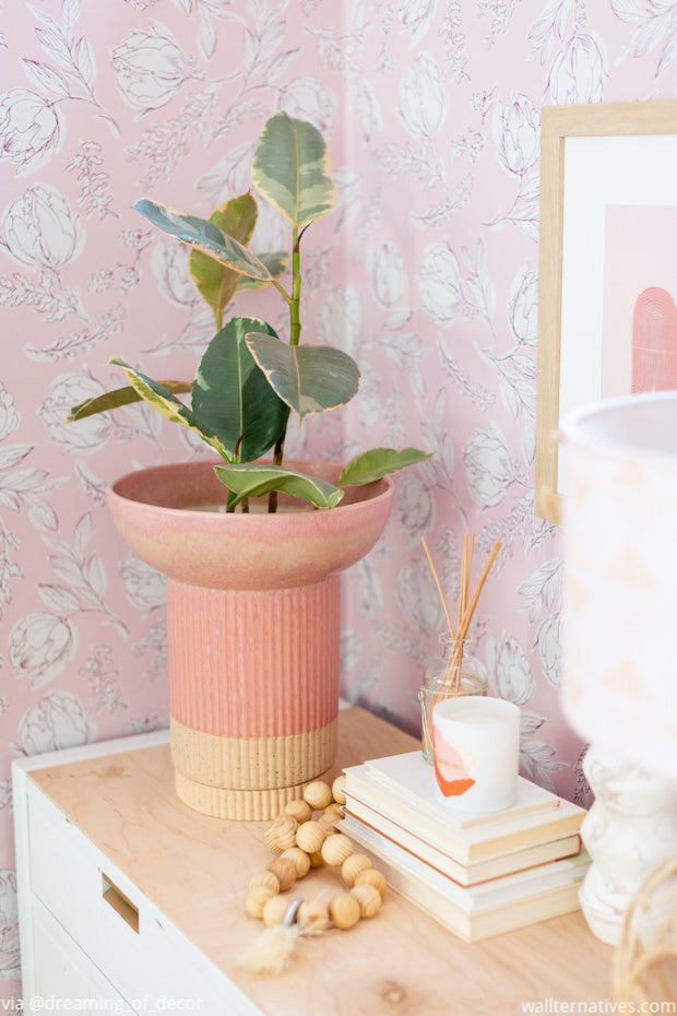 Glitter Guide Loves Wallternatives Removable Wallpaper! Modern Pink Wallpaper Design for Modern Farmhouse Home Decor Ideas