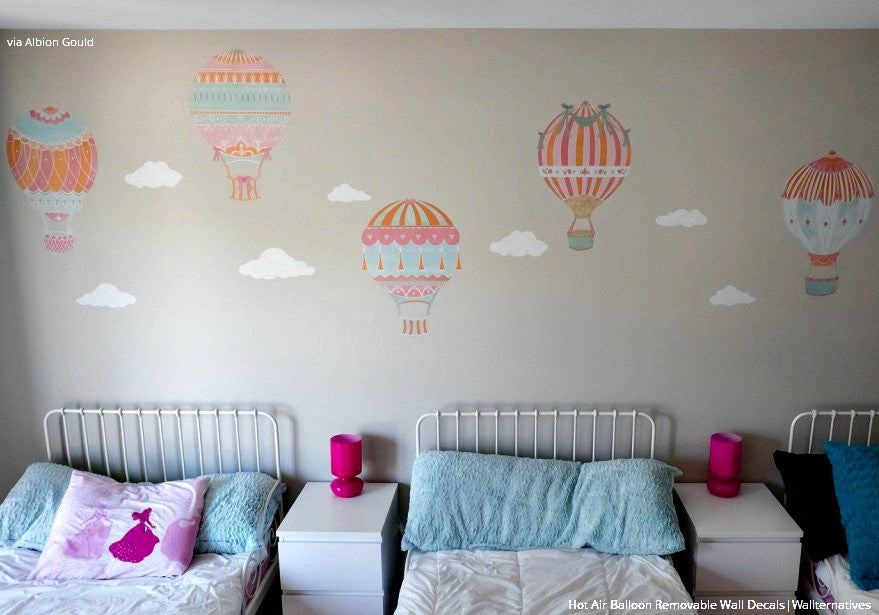 cute girls room decor hot air balloons wall decals
