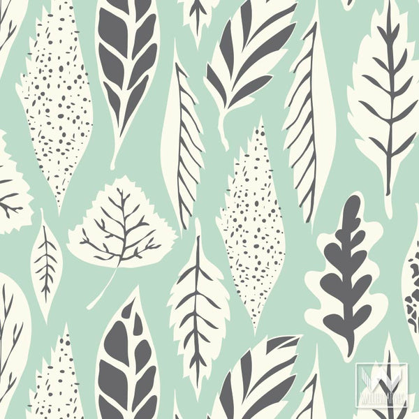 Modern Leaves Pattern on Removable Wallpaper from Bonnie Christine