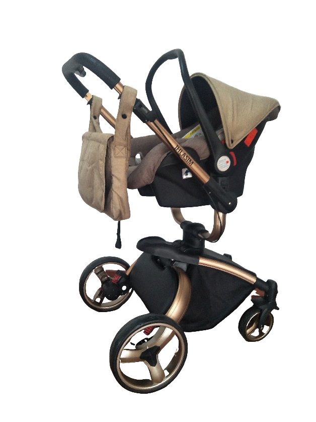 bruin kinderwagen