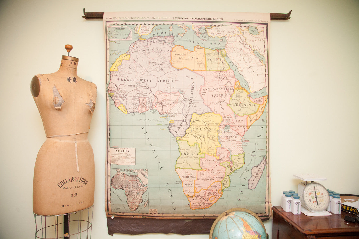 Antique Pull Down Map Of Africa