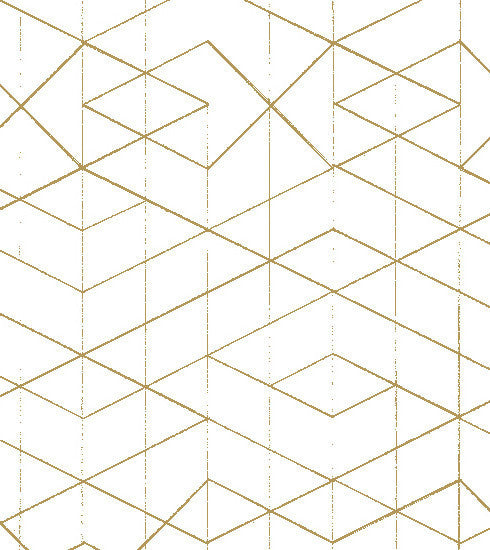 Geometric Wallpaper Gold on White :: Old New House Wallpaper nh00225