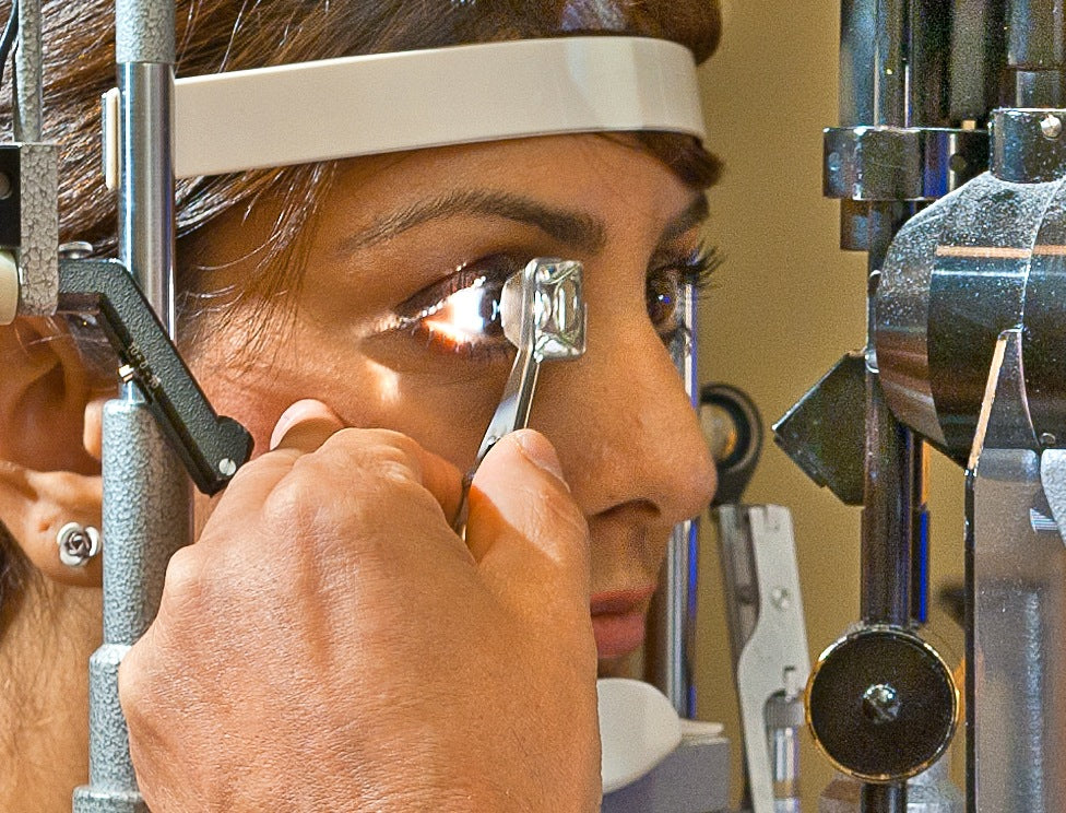 gonioscopic examination of the angle of the eye