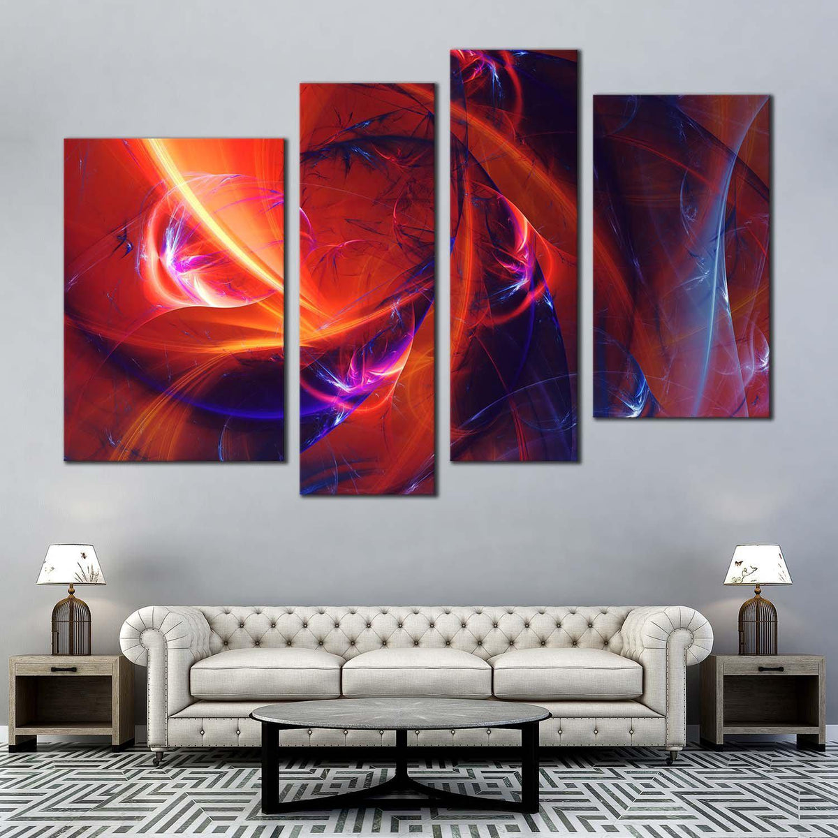 Fractal Abstract Canvas Wall Art Abstract Patterns Design 4 Piece Can 5811