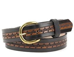 barbed wire leather belt