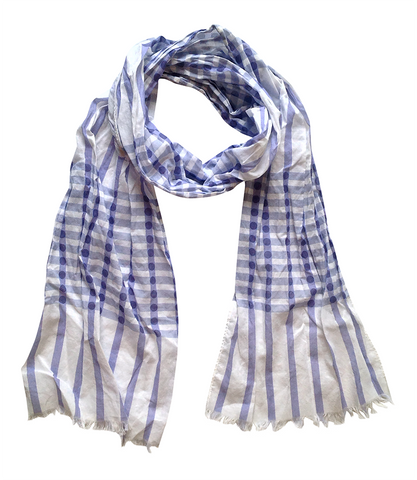 BLUE GINGHAM-DOT SCARF