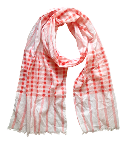 RED GINGHAM-DOT SCARF