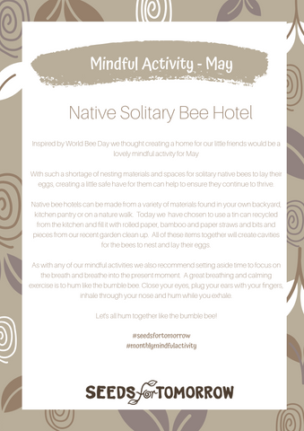 Seeds for Tomorrow - Monthly Mindful Activity - Native Solitary Bee Hotel