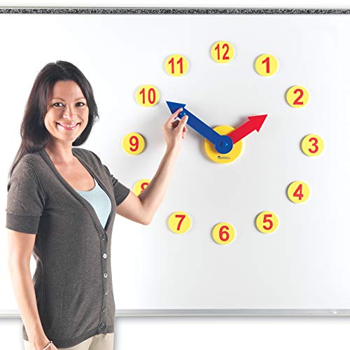 Grades K+ Whiteboard Accessories Ages 5+ Learning Resources Magnetic Time Activity Set Time Telling Homeschool Basic Math Skills Giant Demo Clock