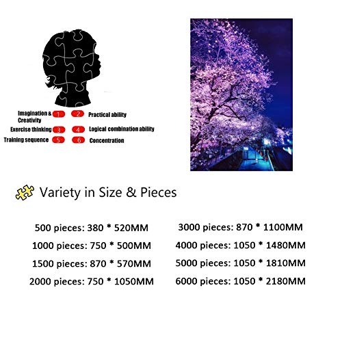 Romantic Promises Purple Cherry Blossoms DIY Gifts 500,1000,1500,2000,3000,4000,5000,6000 Pieces Children's Educational Toys FFYUGO Adult Wooden Puzzles