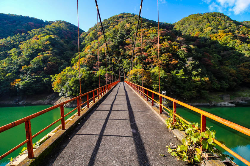 The beautifu scenery along the Uji and Seta river cycling route, in Kyoto.