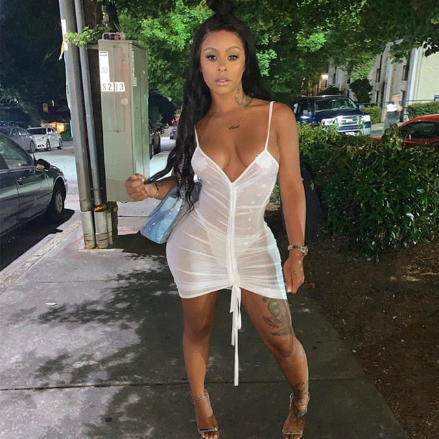 white see through bodycon dress