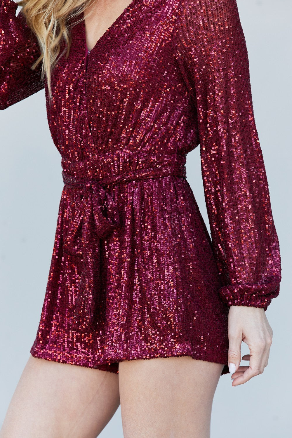 sequin v neck romper