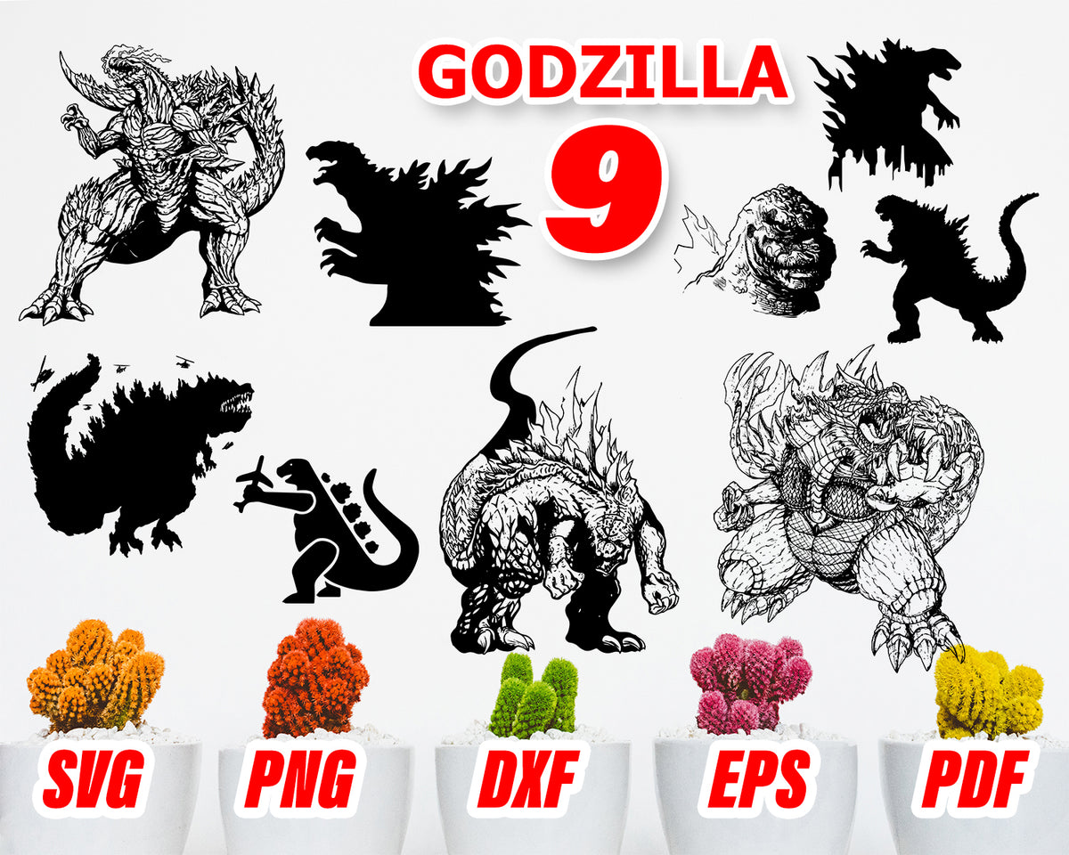Godzilla Svg Godzilla Silhouette Svg Monster Svg Godzilla Vector Clipartic