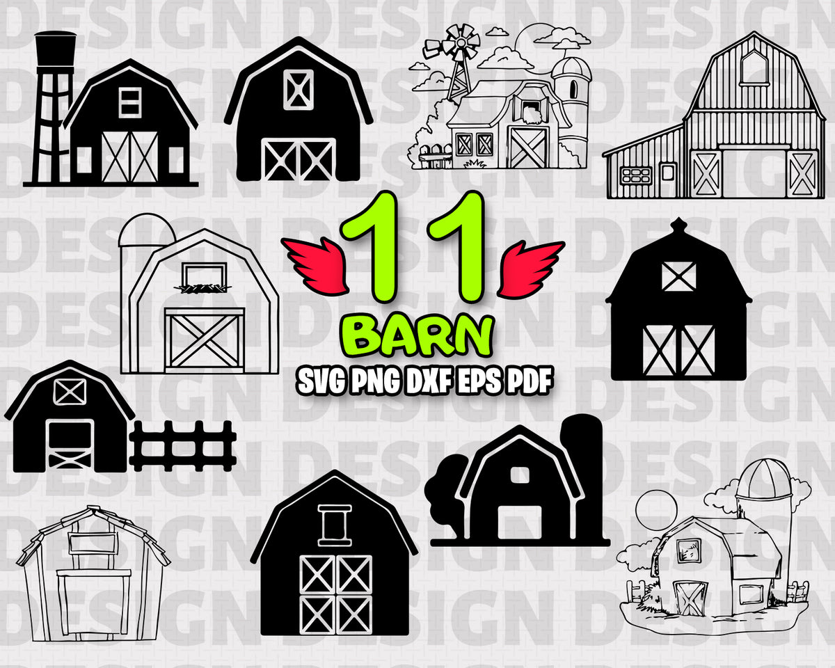 Barn SVG, Barn Bundle, Farm Barn Vector, Barn Clipart, Barn Cut Files