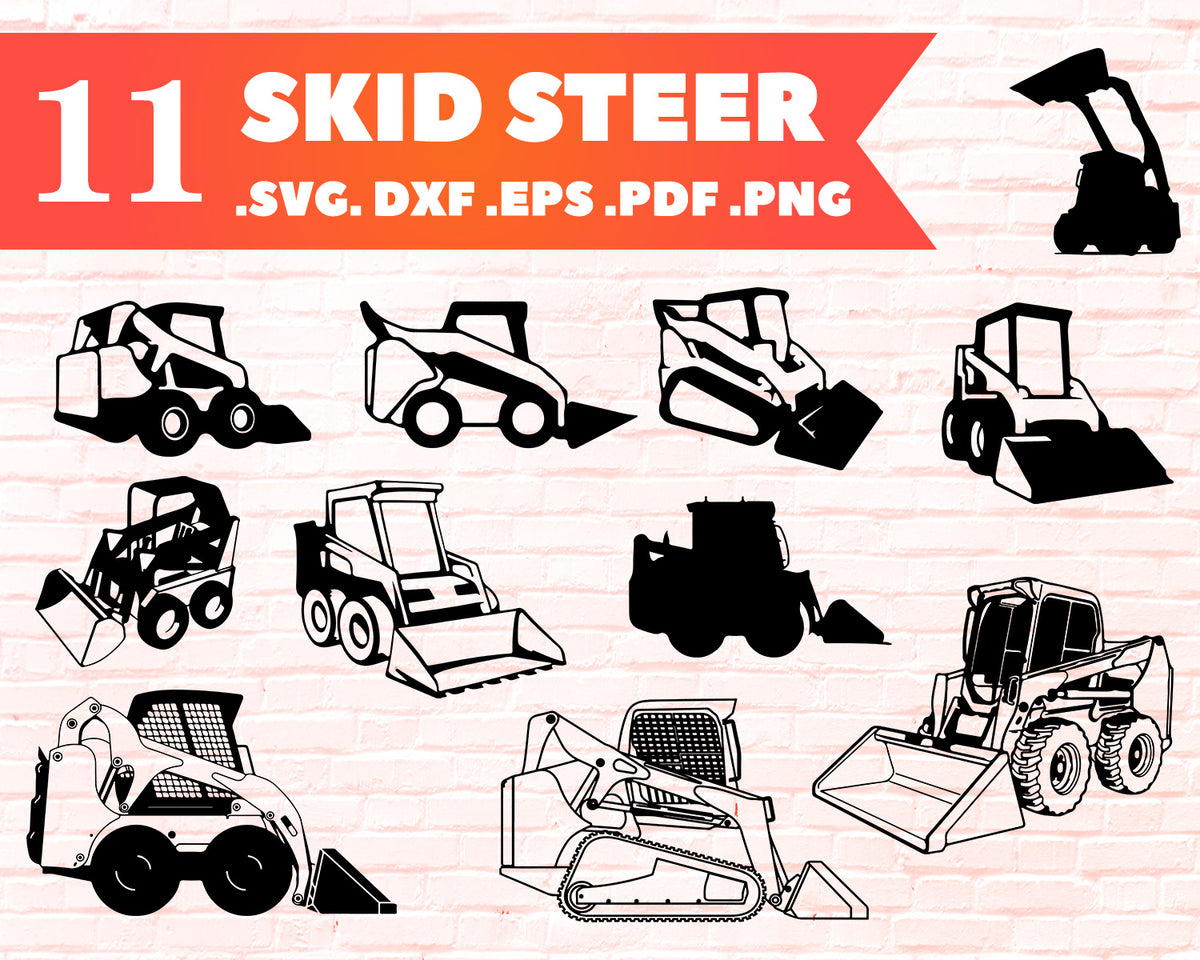 SKID STEER SVG, Skid Steer Loader SVG File, Bobcat Bulldozer SVG, Vect