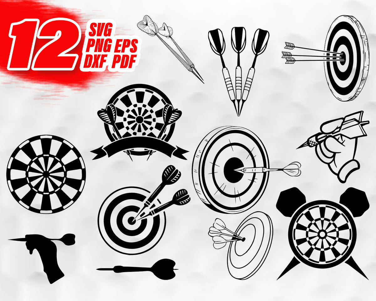 Darts svg, darts vector, games svg, clip art, dartboard vector, dart b