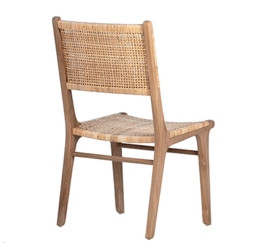 rattan and wood dining chair