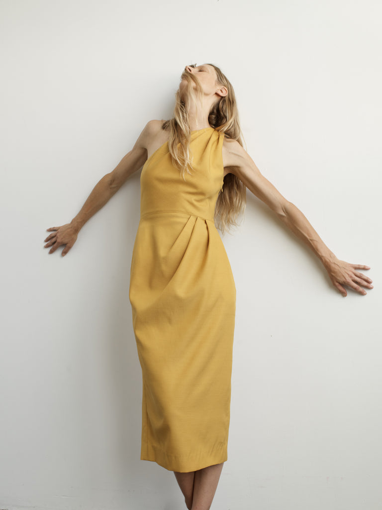 Designer Eco-Friendly One-Shoulder Draped Dress, Made in New York