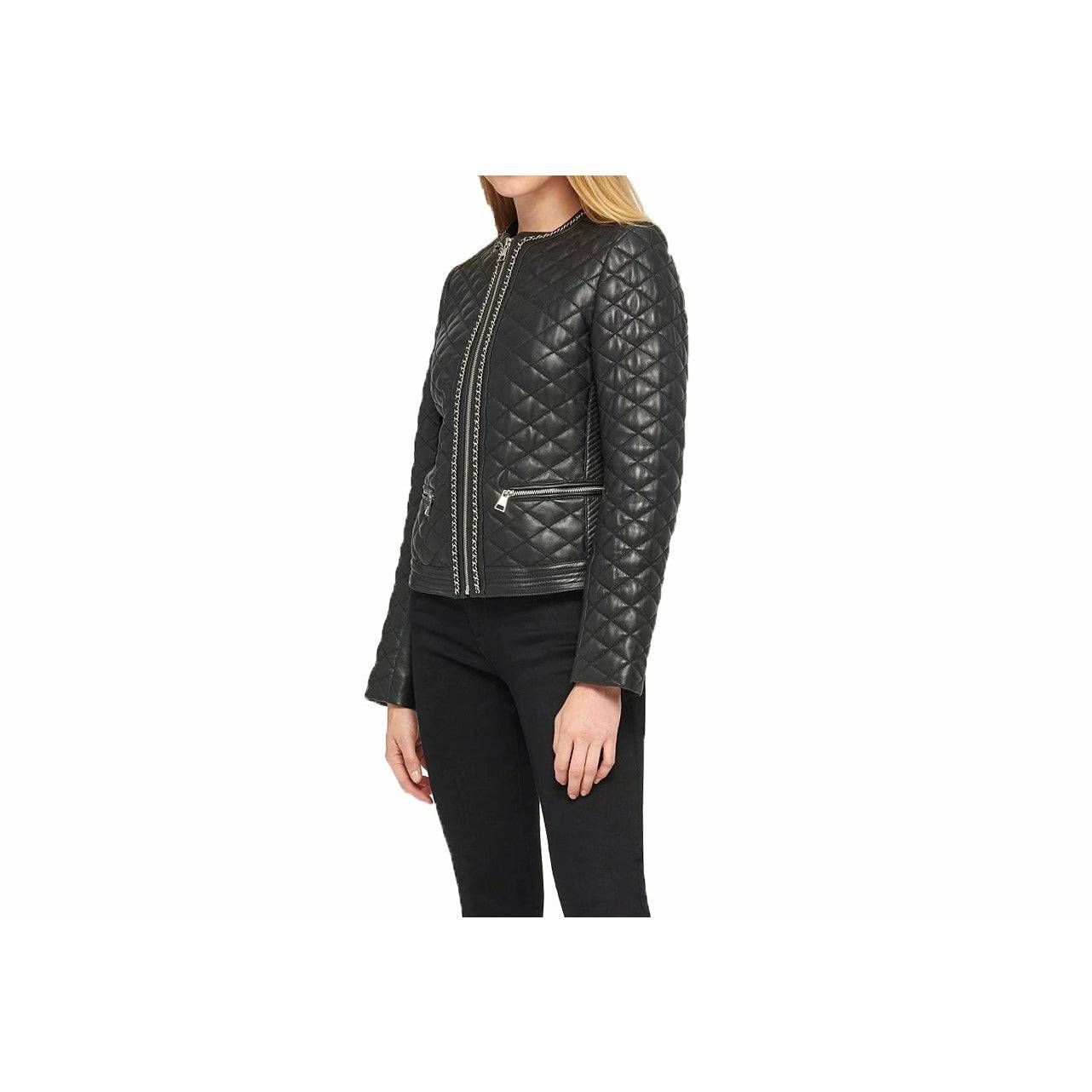 scheepsbouw Opsommen kijk in Karl Lagerfeld Women's Quilted Chain Leather Jacket – Zooloo Leather