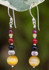Hill Tribe and Tiger's Eye Earrings