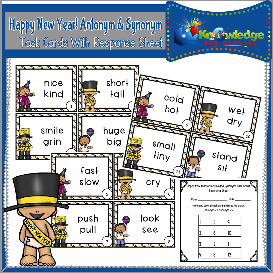 Antonyms Synonyms Task Cards Knowledge Box Central