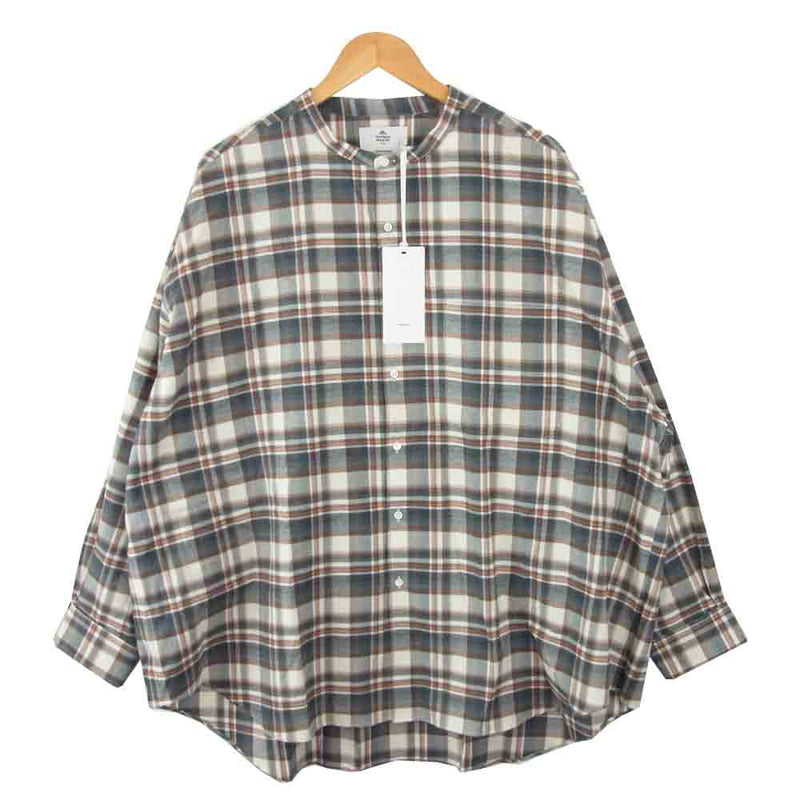 GRAPHPAPER グラフペーパー GM203-50182 THOMAS MASON for GP Oversized Band Collar  Shirt オーバーサイズ バンドカラー シャツ GRY × ORG F【新古品】【未使用】【中古】