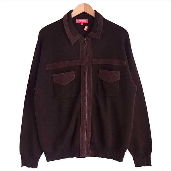 国産原料100% supreme☆corduroy detailed zip sweater☆L - 通販