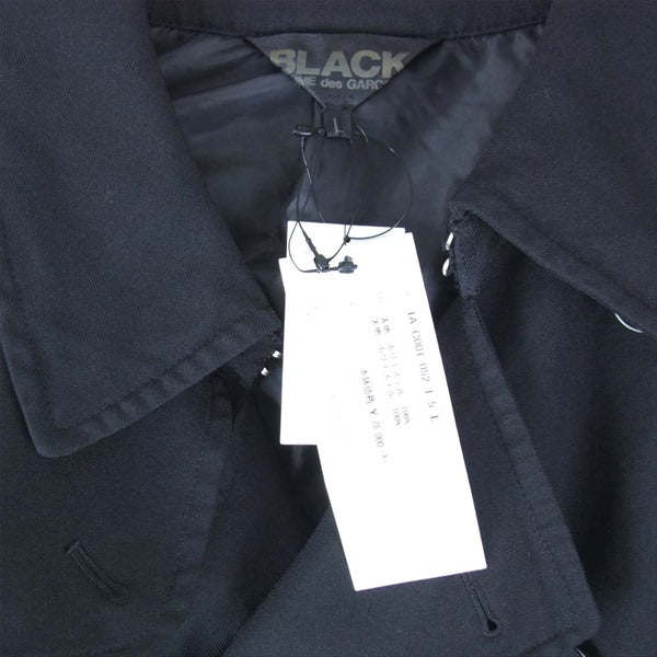 BLACK COMME des GARCONS ブラックコムデギャルソン 18SS 1A-C001 ホールデザイン ポリエステル製品あと加工 トレンチ  コート ブラック系 L【新古品】【未使用】【中古】