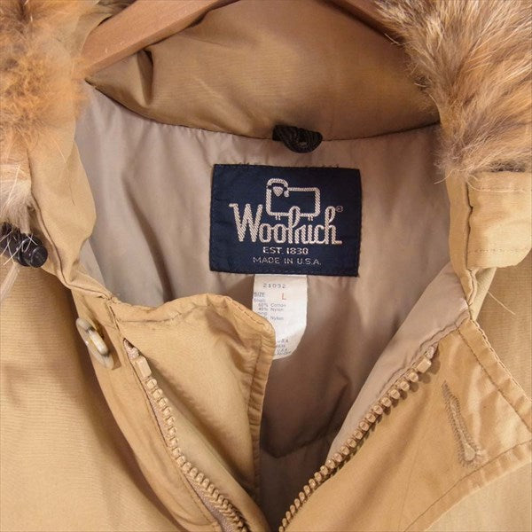 WOOLRICH ウールリッチ 80s USA製 60/40 クロス ARCTIC PARKA アークティック パーカー ダウン ジャケット  ベージュ系 L【中古】