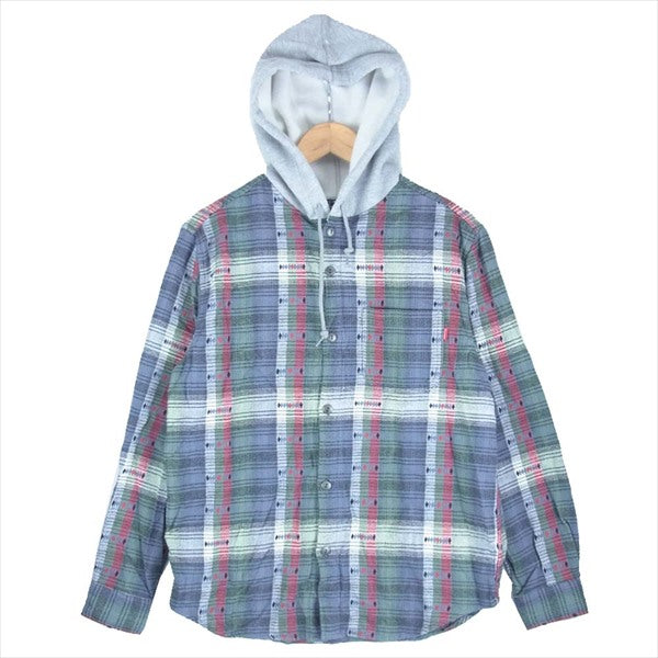 Supreme☆Hooded Jacquard Flannel Shirt 黒M-