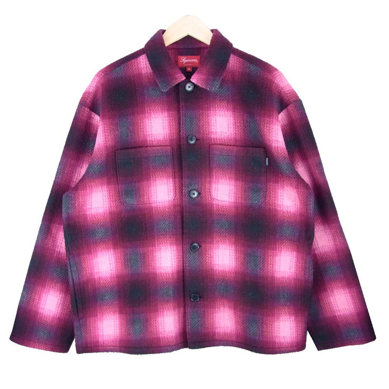 Supreme シュプリーム 20AW Shadow Plaid Fleece Shirt シャドウ プレイド フリース チェック シャツ レッド系  エンジ系 M【新古品】【未使用】【中古】