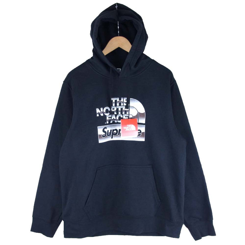 Supreme シュプリーム 18SS THE NORTH FACE ノースフェイス 国内正規品 Metallic Logo Hooded  Sweatshirt パーカー ブラック系 L【極上美品】【中古】