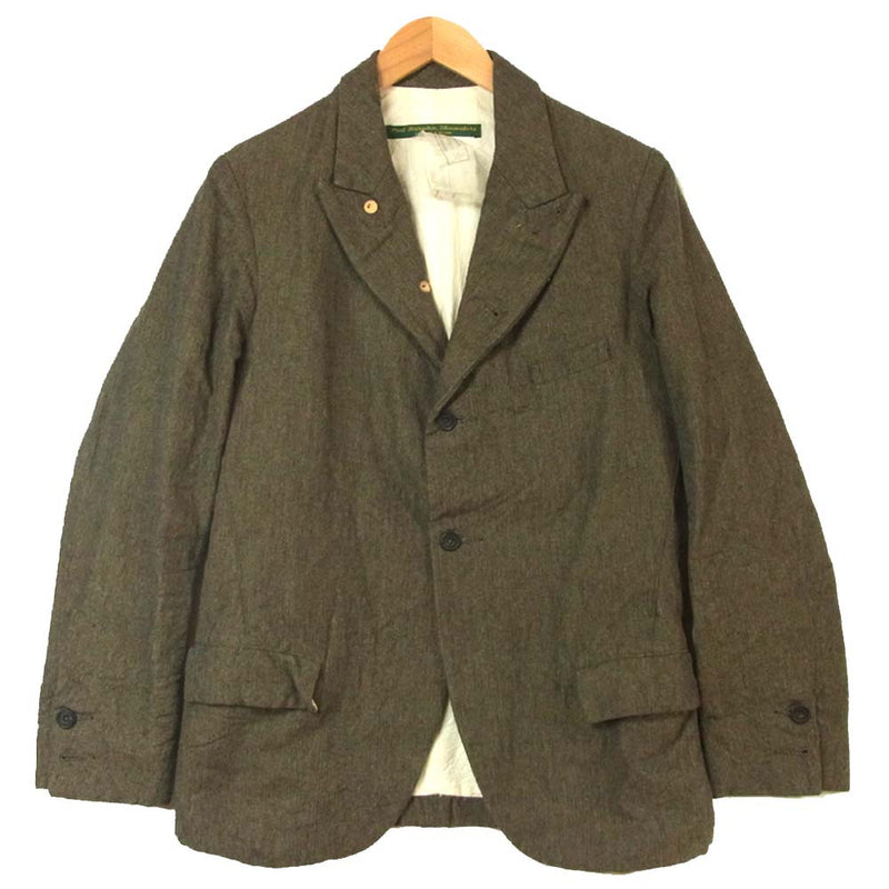 Paul Harnden ポールハーデン Men's Blazer Jacket ウール リネン ブレザー ジャケット グレーヘリンボーン グレー系  S【中古】