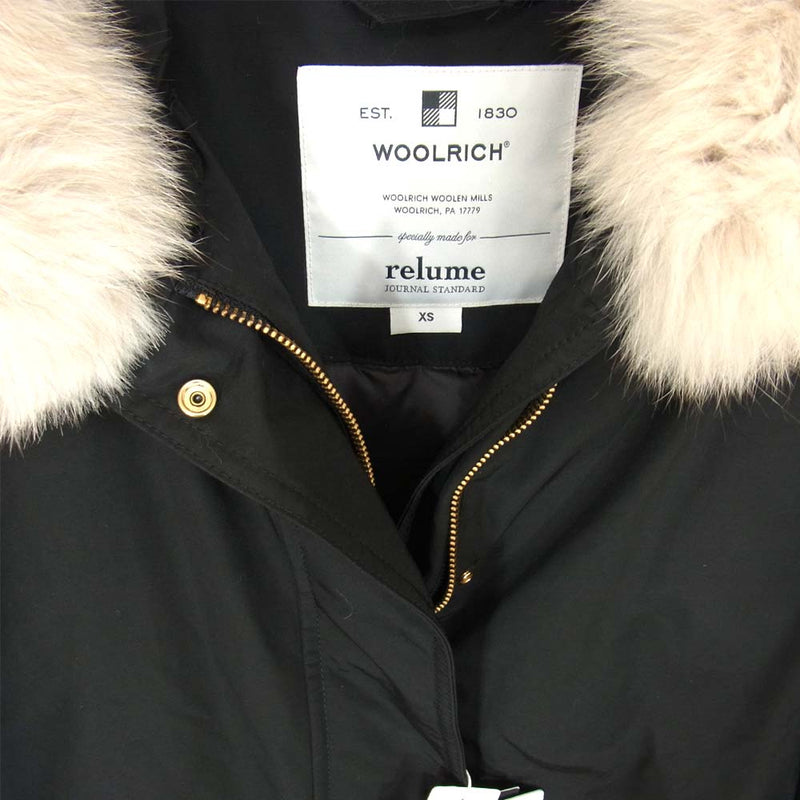 WOOLRICH ウールリッチ JOURNAL STANDARD relume 別注 KEYSTONE フォックス ファー ブラック系  XS【新古品】【未使用】【中古】