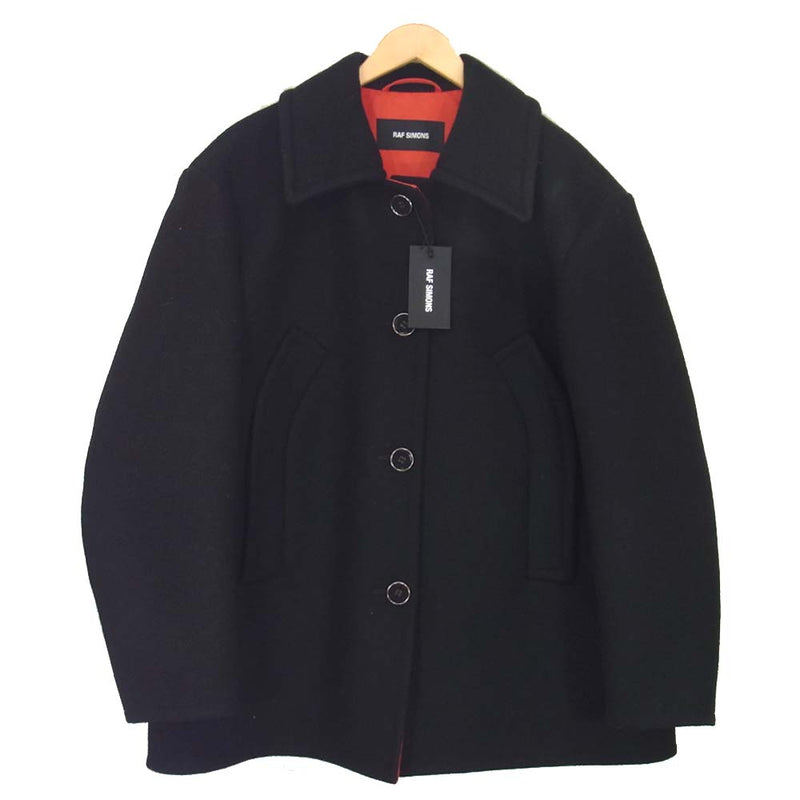 RAF SIMONS ラフシモンズ 18AW 182-642 Short Caban Double Button Coat Black ダブル ボタン  ウール ショート コート ブラック系 44【極上美品】【中古】