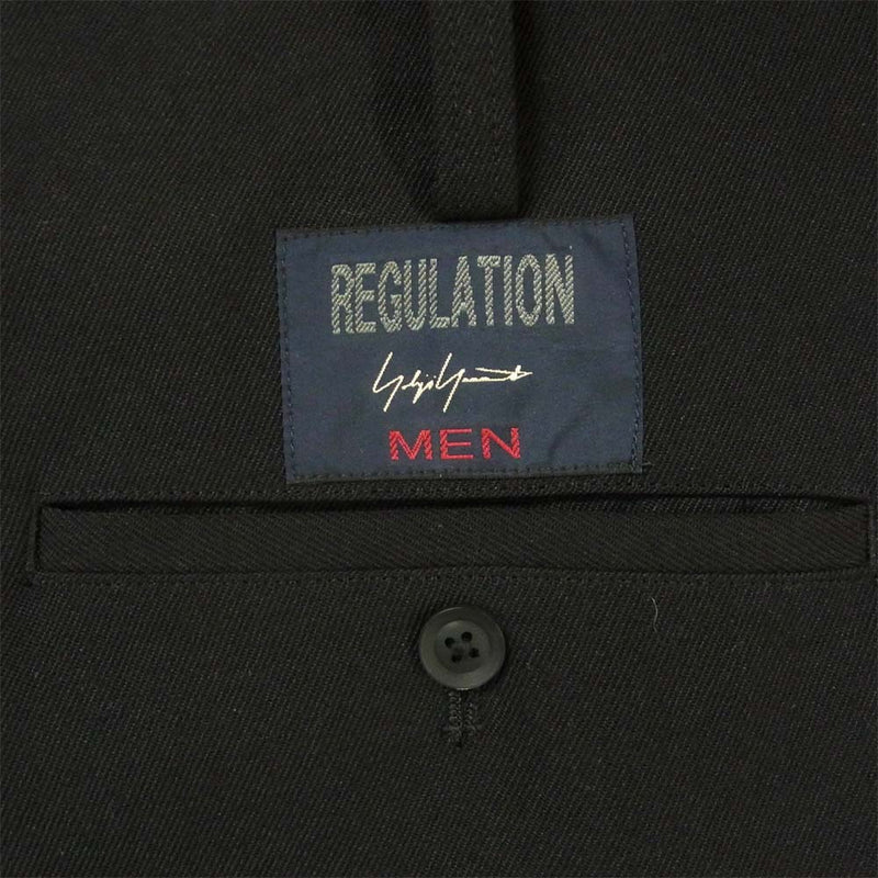 Yohji Yamamoto ヨウジヤマモト REGULATION MEN HR-P01-141 アーミーギャバジン ウエストドローコード 紐パンツ  ブラック系 2【美品】【中古】