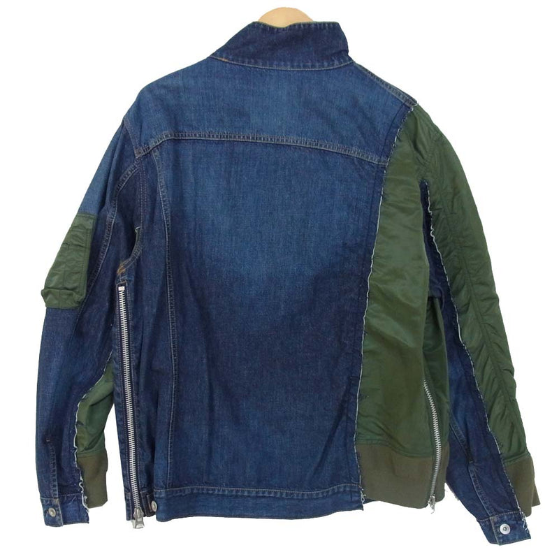 Sacai サカイ 19-01897M 19SS Re-Make MA-1 Doccing Denim Jacket  再構築MA-1ドッキングデニムジャケット カーキ×デニム系 2【新古品】【未使用】【中古】