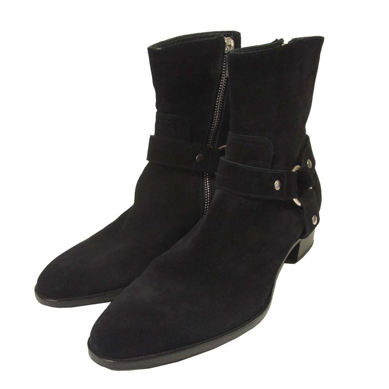 SAINT LAURENT サンローラン 13AW DU 330781 Suede Ring Boots ハーネス リング ブーツ スエード  ブラック系 42【中古】