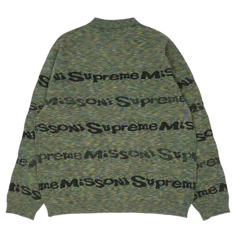 Supreme シュプリーム 21AW Missoni Zip L/S Polo ミッソーニ ジップ 長袖 ポロシャツ グリーン系  XL【新古品】【未使用】【中古】