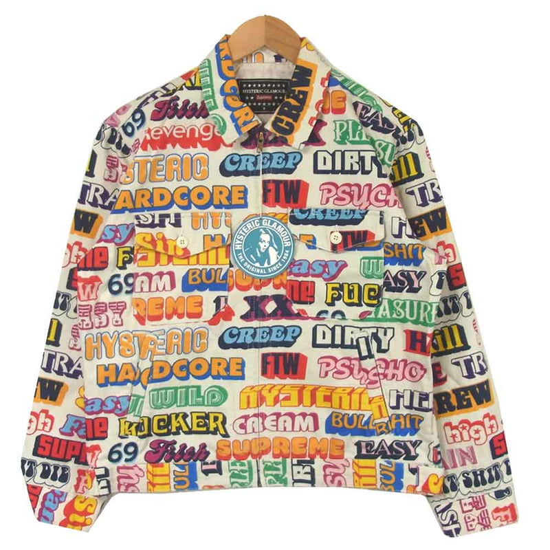 Supreme シュプリーム 17AW 02173ZI01 HYSTERIC GLAMOUR ヒステリックグラマー Text Work Jacket  テキスト ワーク ジャケット ホワイト系 S【新古品】【未使用】【中古】