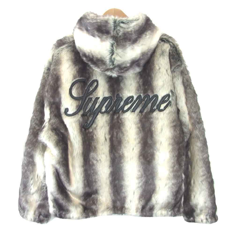 Supreme シュプリーム 20AW 未使用品 Faux Fur Reversible Hooded Jacket フェイクファー フーデッド  リバーシブル ジャケット ダークブラウン系 オフホワイト系 L【極上美品】【中古】