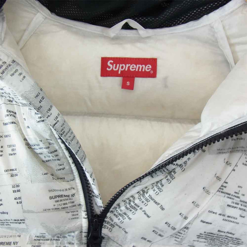 Supreme receipt jacket down 20aw S 新品 タグ 情熱セール